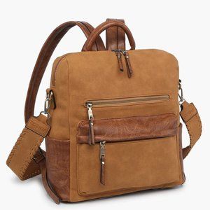 NWT Vegan Suede Backpack with Guitar Strap Brown